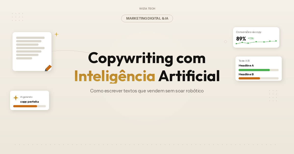 Capa do artigo: Copywriting com Inteligência Artificial: Como Escrever Textos que Vendem Sem Soar Robótico | Blog Wizia Tech