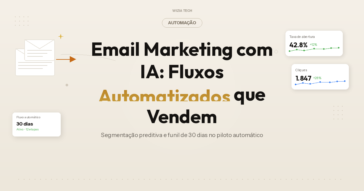 Capa do artigo: E-mail Marketing com IA: Como Criar Fluxos Automatizados que Vendem Todos os Dias | Blog Wizia Tech