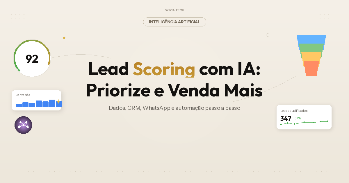 Capa do artigo: Lead Scoring com IA: Como Priorizar os Leads Certos e Vender Mais | Blog Wizia Tech