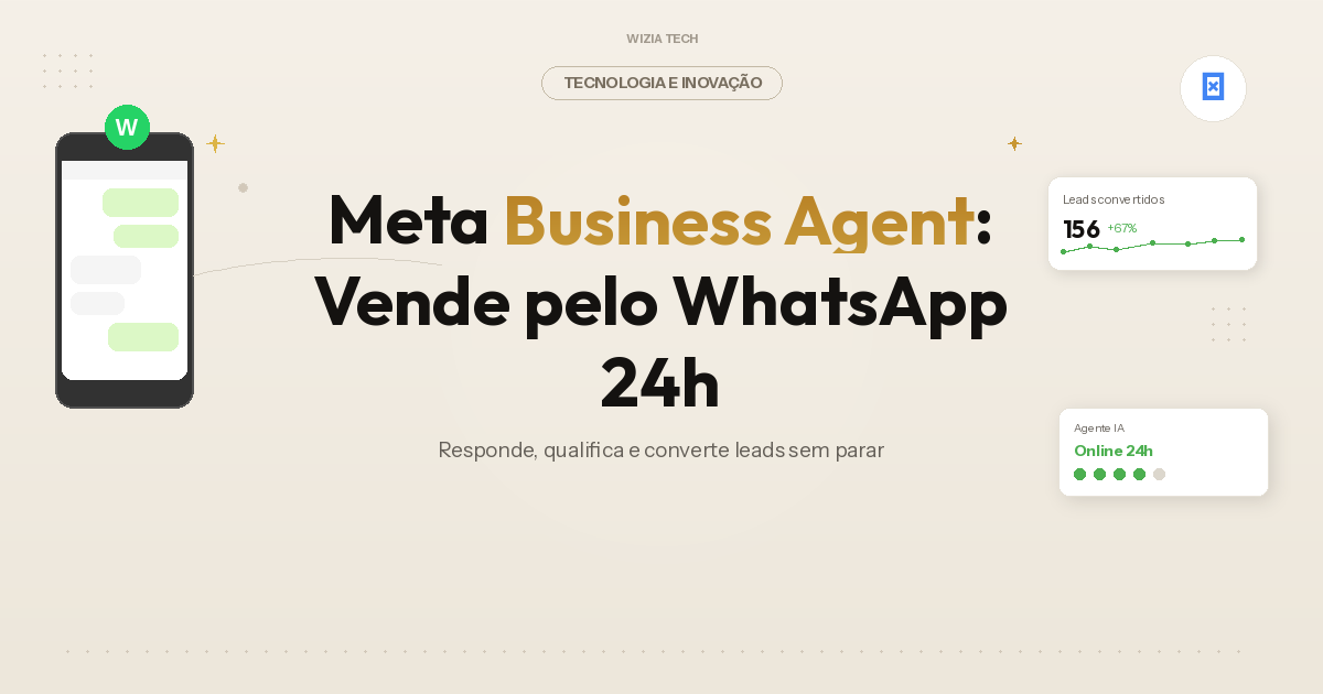 Capa do artigo: Meta Business Agent: O Agente de IA que Responde, Qualifica e Vende pelo WhatsApp 24h por Dia | Blog Wizia Tech
